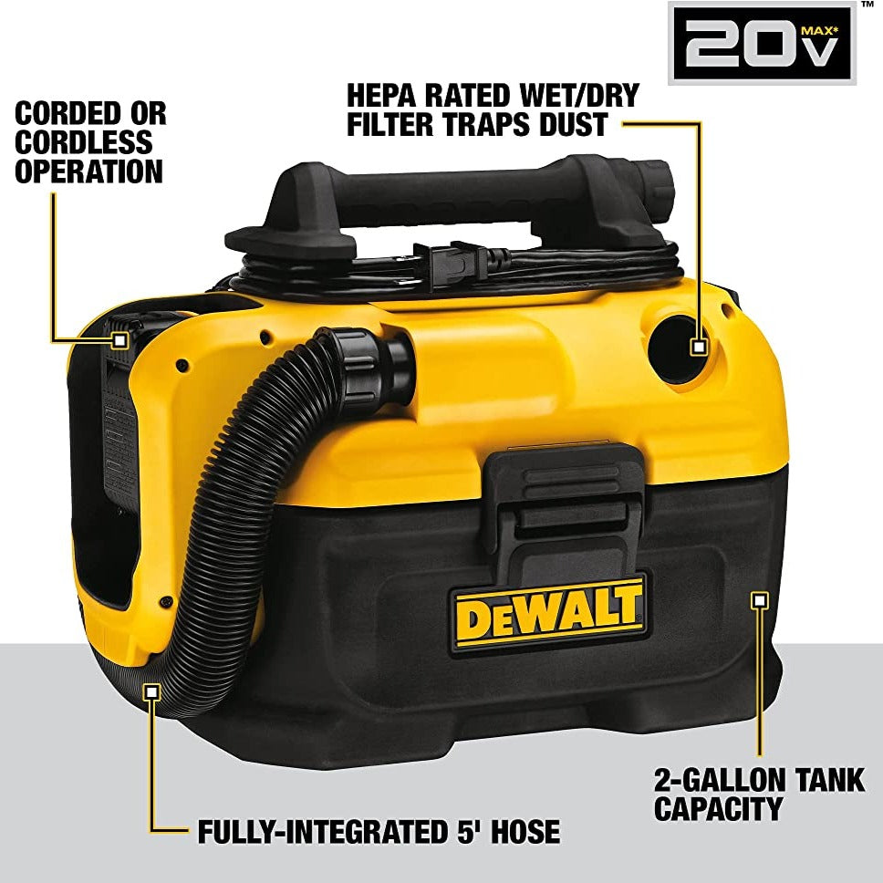 DEWALT DCV581H 20V MAX* Cordless/Corded Wet-Dry Vacuum (Tool Only)